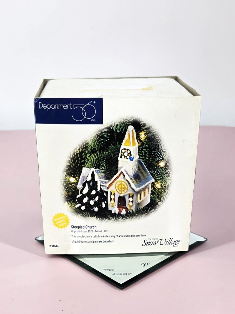 1976 Dept. 56 NOS The Original Snow Village Ceramic Steeple Church Illuminated